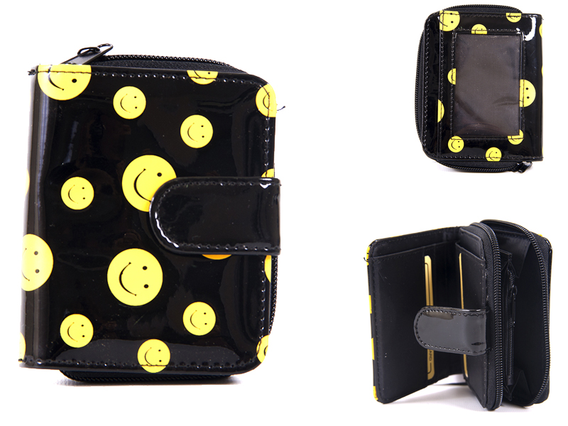 7171 Smiley PVC Zip Round Purse wth Frnt Tab - Click Image to Close
